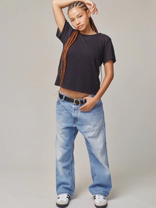 Nwt Carmen Mesh Cropped Tee | Size Large | Pink Grapefruit — image 6 of 8